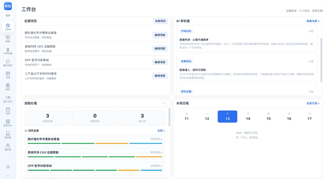 医学事务桌面工作台产品界面